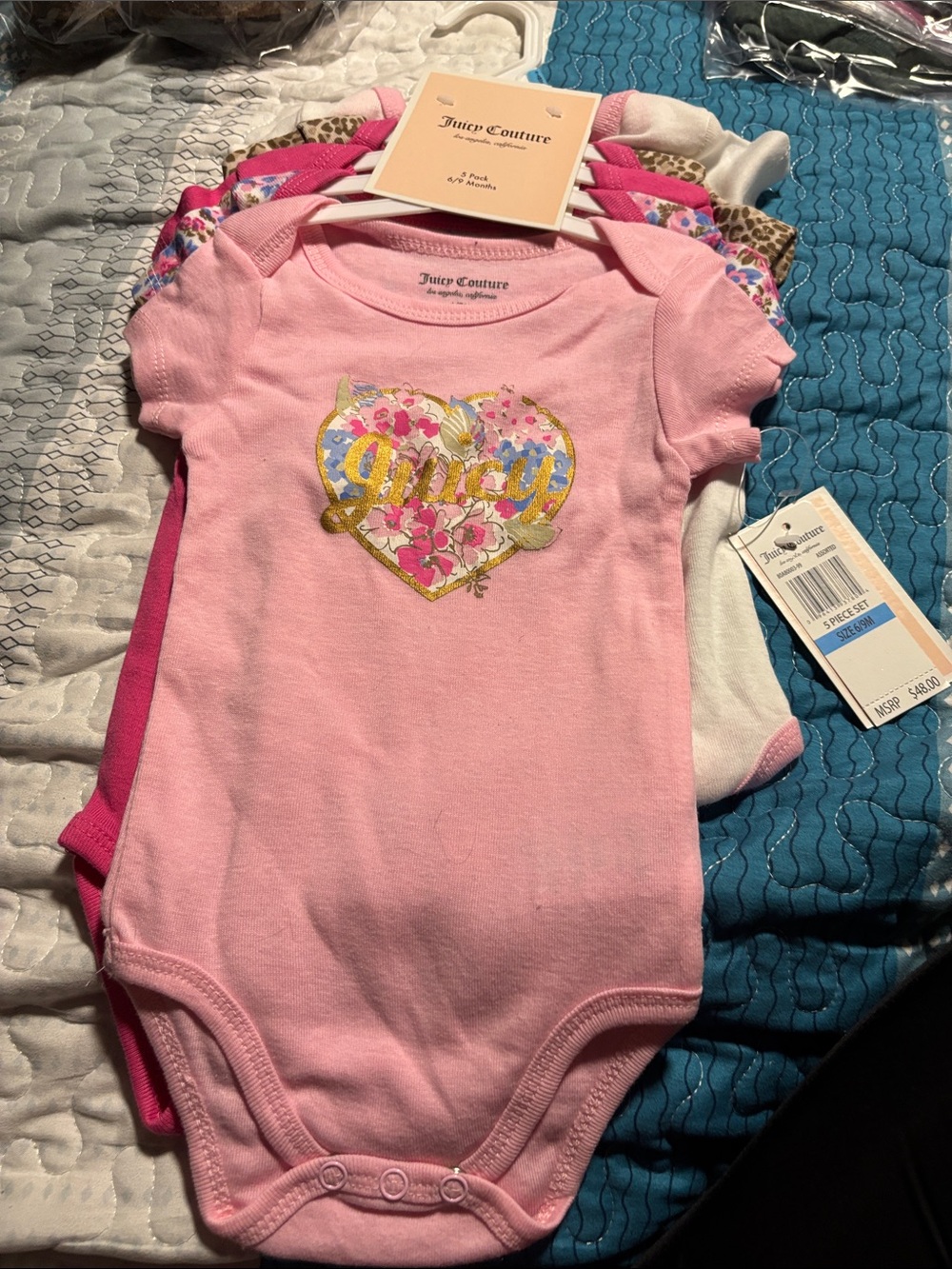 Juicy Couture Pink Floral Heart Graphic One-Piece